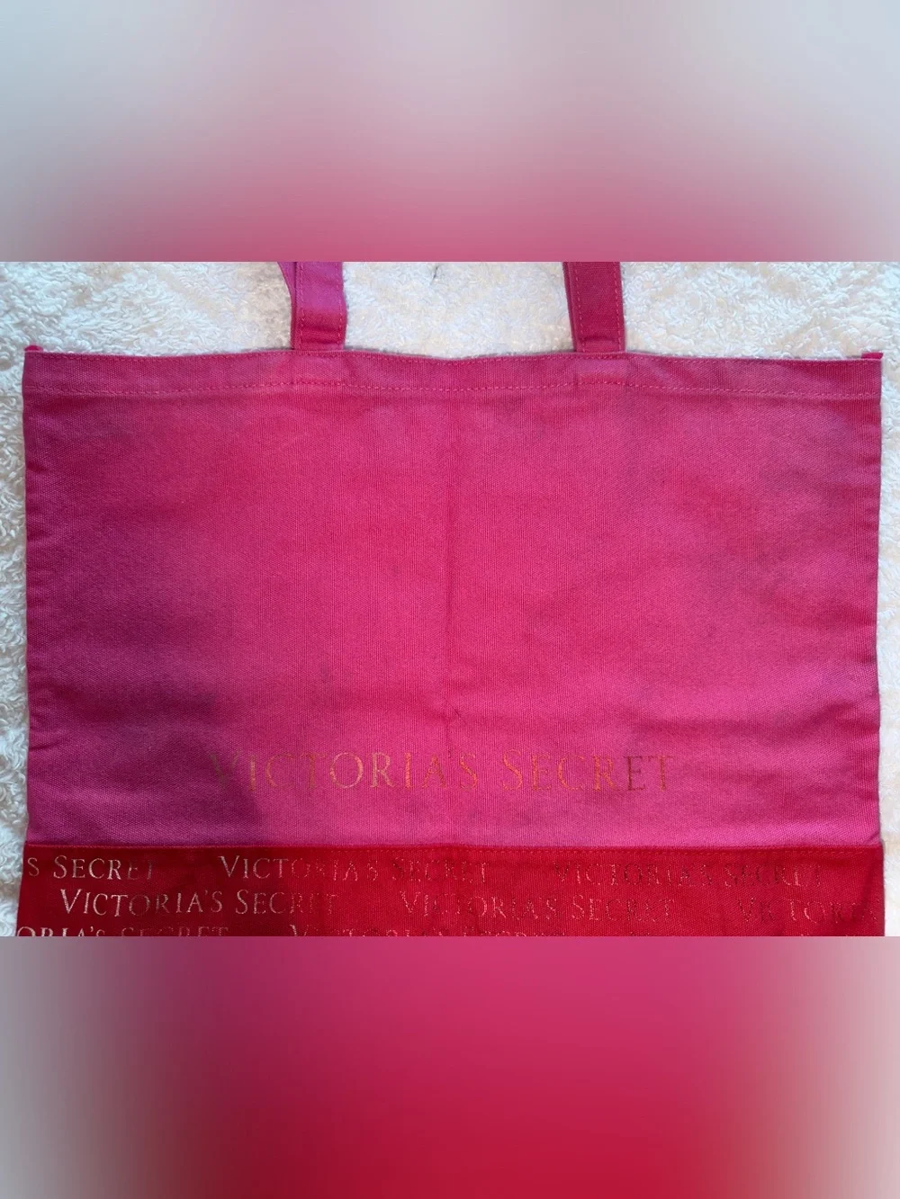 Victoria's Secret Hot Pink and Red Canvas Tote